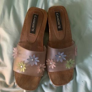 Candies floral vintage 90s wooden block sandals